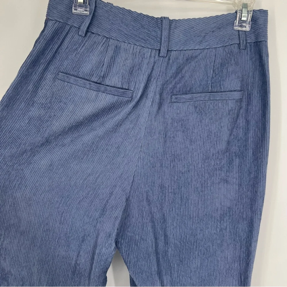 Reiss Thea Tapered Pleated Corduroy Blue Trousers Straight‎ Leg Pants